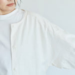 画像をギャラリービューアに読み込む, &lt;b&gt;ノーカラーロングシャツワンピース&lt;/b&gt;Aizu cotton collarless long shirt dress
