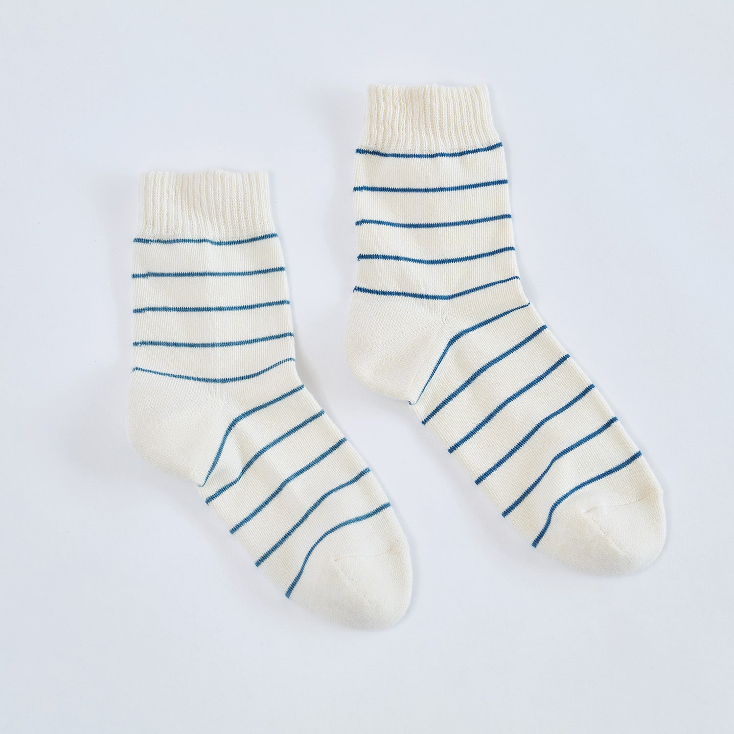 <b>つま先かかとパイルの本藍染ボーダー靴下</b>Toe and Heel Pile Indigo-Dyed Striped Socks